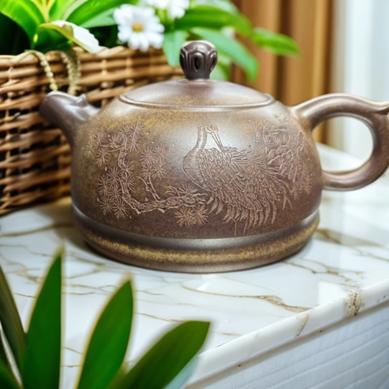 宜兴原矿紫砂壶霍菊华老师全手工制作【禅心半月】古龙窑高温柴烧