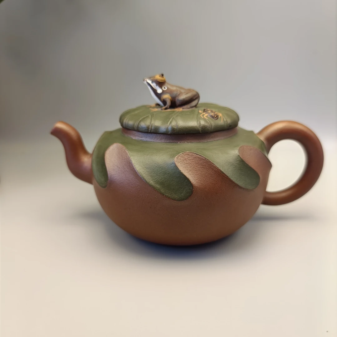 原矿紫砂壶清水泥蛙趣紫砂壶国工霍菊华老师全手工220CC