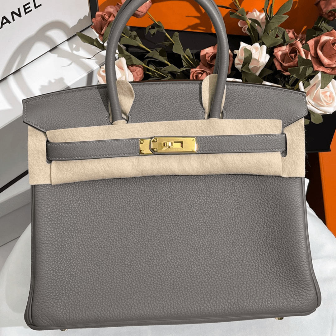99新 Hermes/爱马仕 birkin30积雨云 金扣手提包腕胯包经典气质
