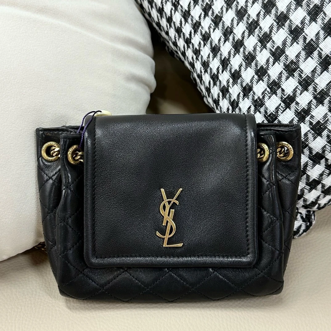 99新 YSL/圣罗兰 黑金nolita mini单肩斜挎包经典百搭