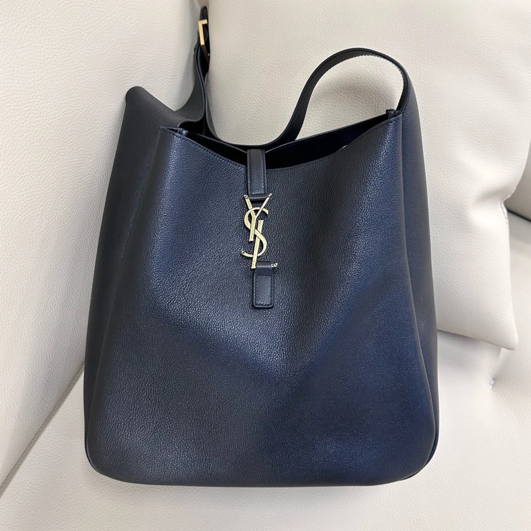 99新 YSL/圣罗兰 黑金腋下hobo 大号单肩包