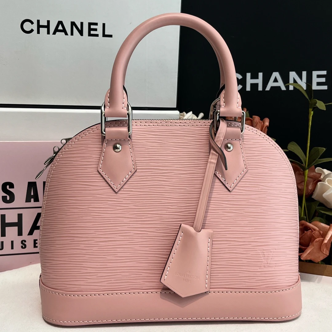 99新 LouisVuitton/路易威登 粉水波纹贝壳 alma bb 时尚手提包