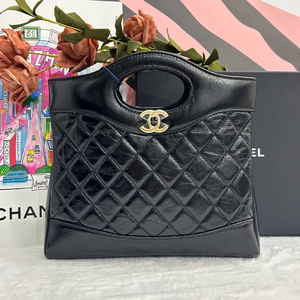 99新 Chanel/香奈儿 24S 黑金羊皮31bag mini斜挎单肩