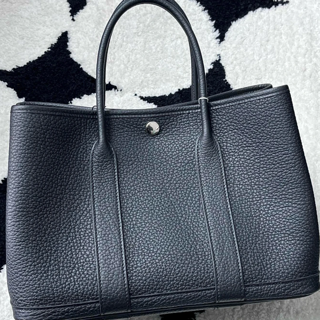 99新 Hermes/爱马仕 黑银花园30尺寸Z刻腕跨包手提包女款百搭