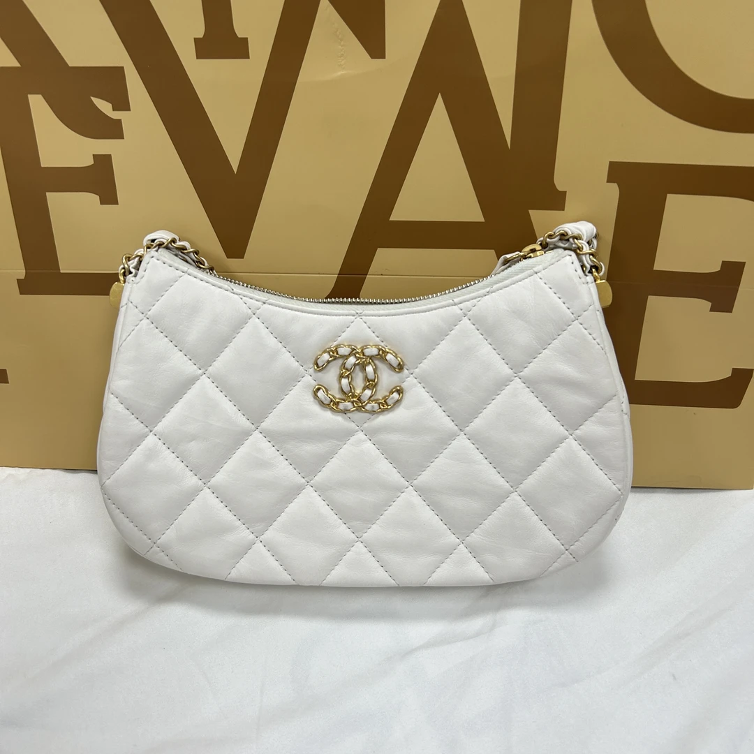 99新 Chanel/香奈儿 23K白金豆腐hobo小香风时尚百搭经典气质