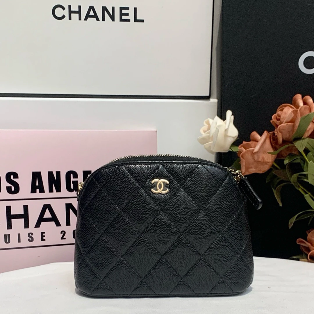 99新 Chanel/香奈儿 24S 黑金荔枝纹小贝壳包单肩斜挎包