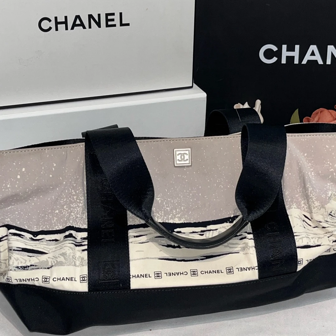 99新 Chanel/香奈儿 中古黑白熊猫手提帆布包手提包
