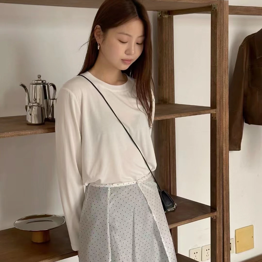 48小时退换秋季新款韩版气质百搭圆领显瘦休闲长袖基础T恤