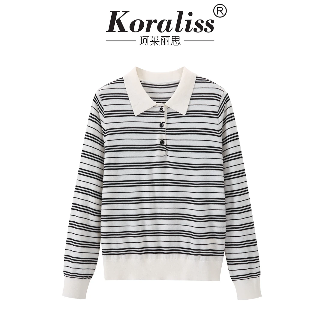 珂莱丽思绵羊毛重工时尚百搭春秋冬新款针织长袖针织衫