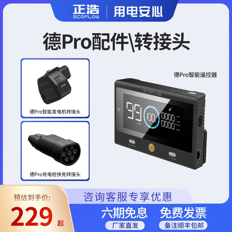 ECOFLOW/正浩户外电源德Pro配件电桩快充转接头智能遥控器便携用