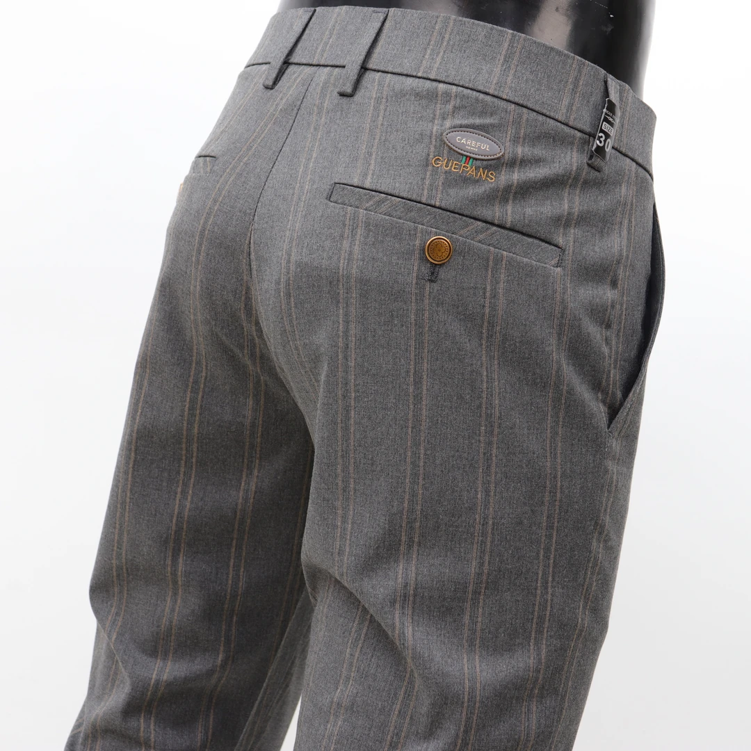 85076夏季新款英伦风竖条纹男士休闲裤