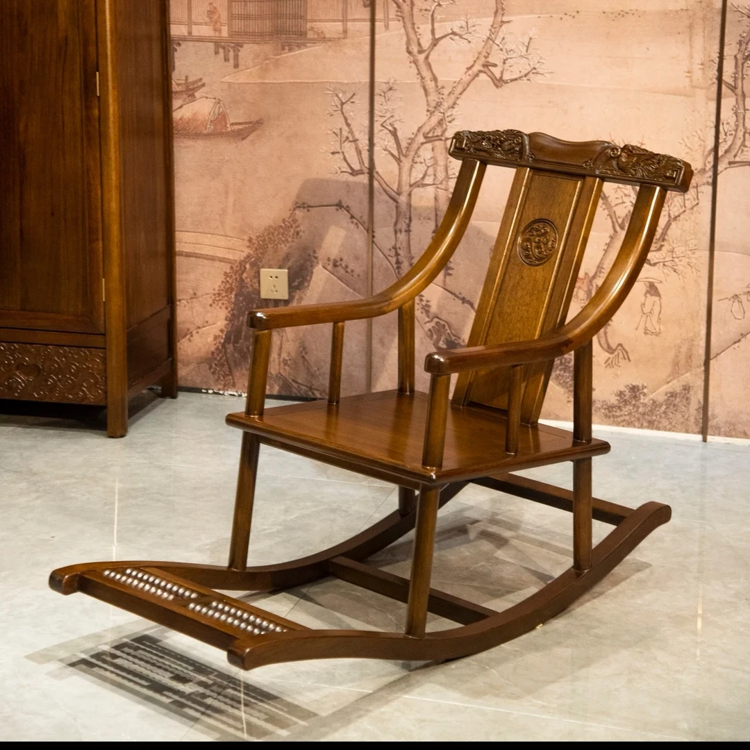 堂哥唯唯推荐 龙凤呈祥摇椅 尺寸：129*60*89雕花家用中式木质