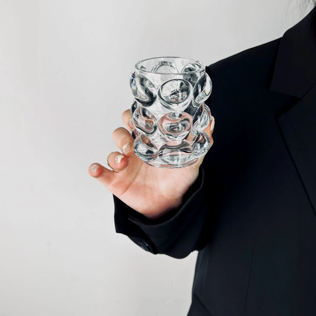 Ins风手工圆球创意个性玻璃杯笔筒化妆桶家用收纳装饰杯女士专用