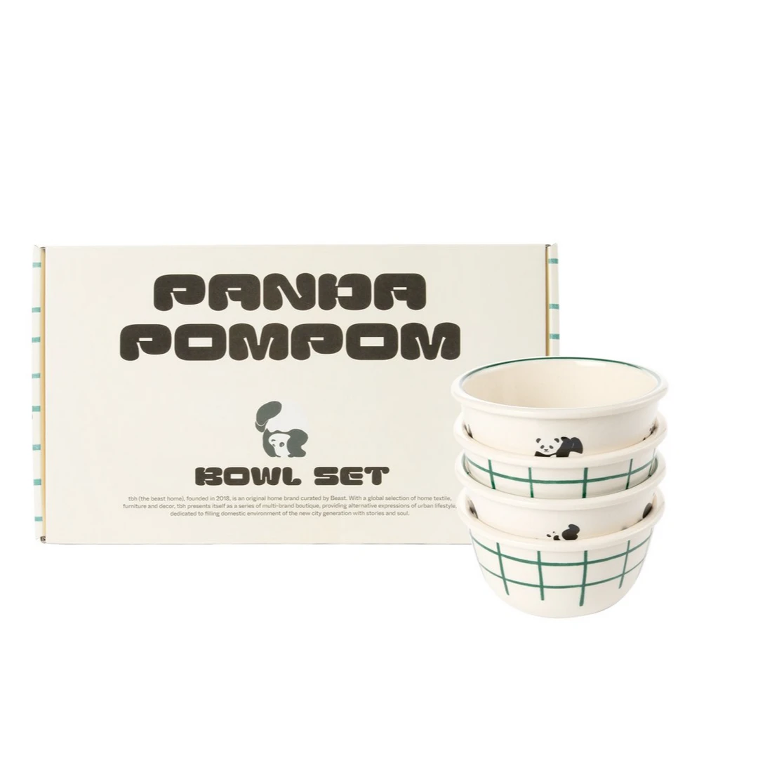 tbh/野兽派家居熊猫嘭嘭竹纤维碗套装居家好物礼物节日
