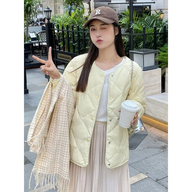 时尚羽绒服菱格轻薄羽绒服女短款2023冬季保暖内胆薄款小个