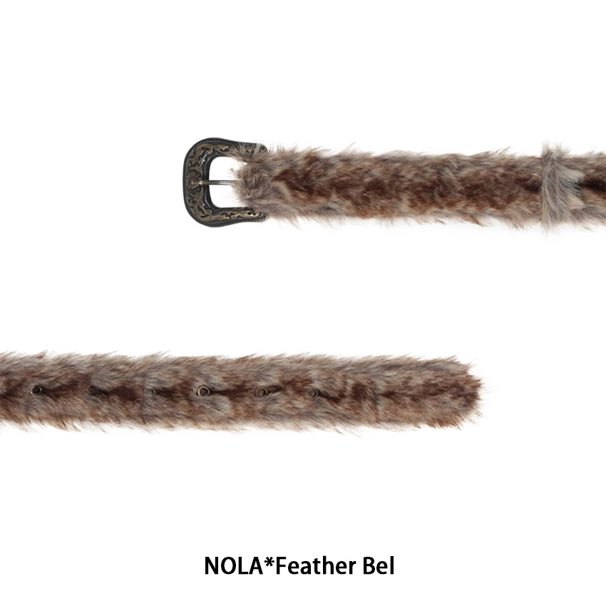 Never Offend L'AngeF eather Belt渐层毛绒秋冬 复古毛毛腰带