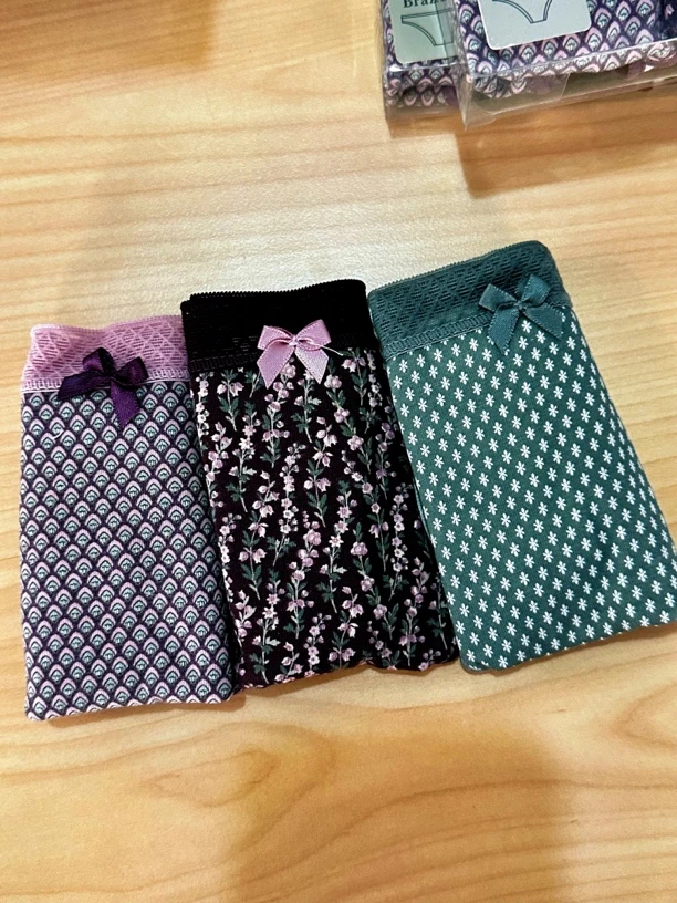 Oysho女士弹力内裤三条装008蕾丝碎花印花花纹