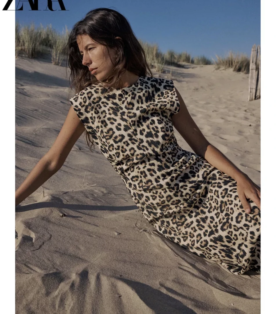 T-连衣裙吊带裙复古夏季印花显瘦中长款修身时尚法式收腰