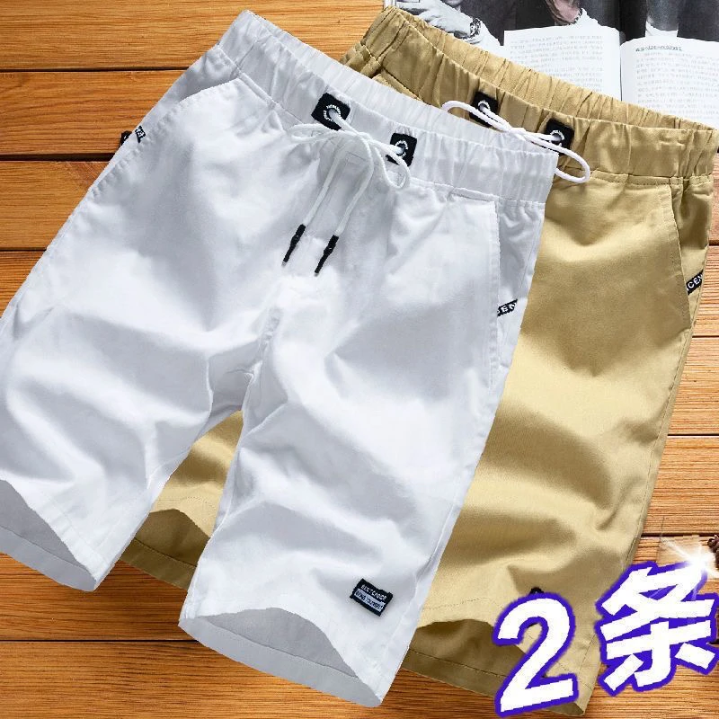 夏季纯棉运动休闲短裤男外穿宽松大码潮流直筒百搭沙滩五七分中裤