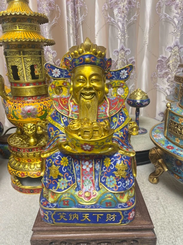 景泰蓝文财神像纯铜