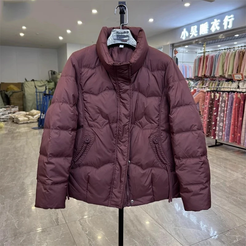 时尚妈妈装短款羽绒服洋气显瘦中老年人女装小个子棉袄白鸭绒外套