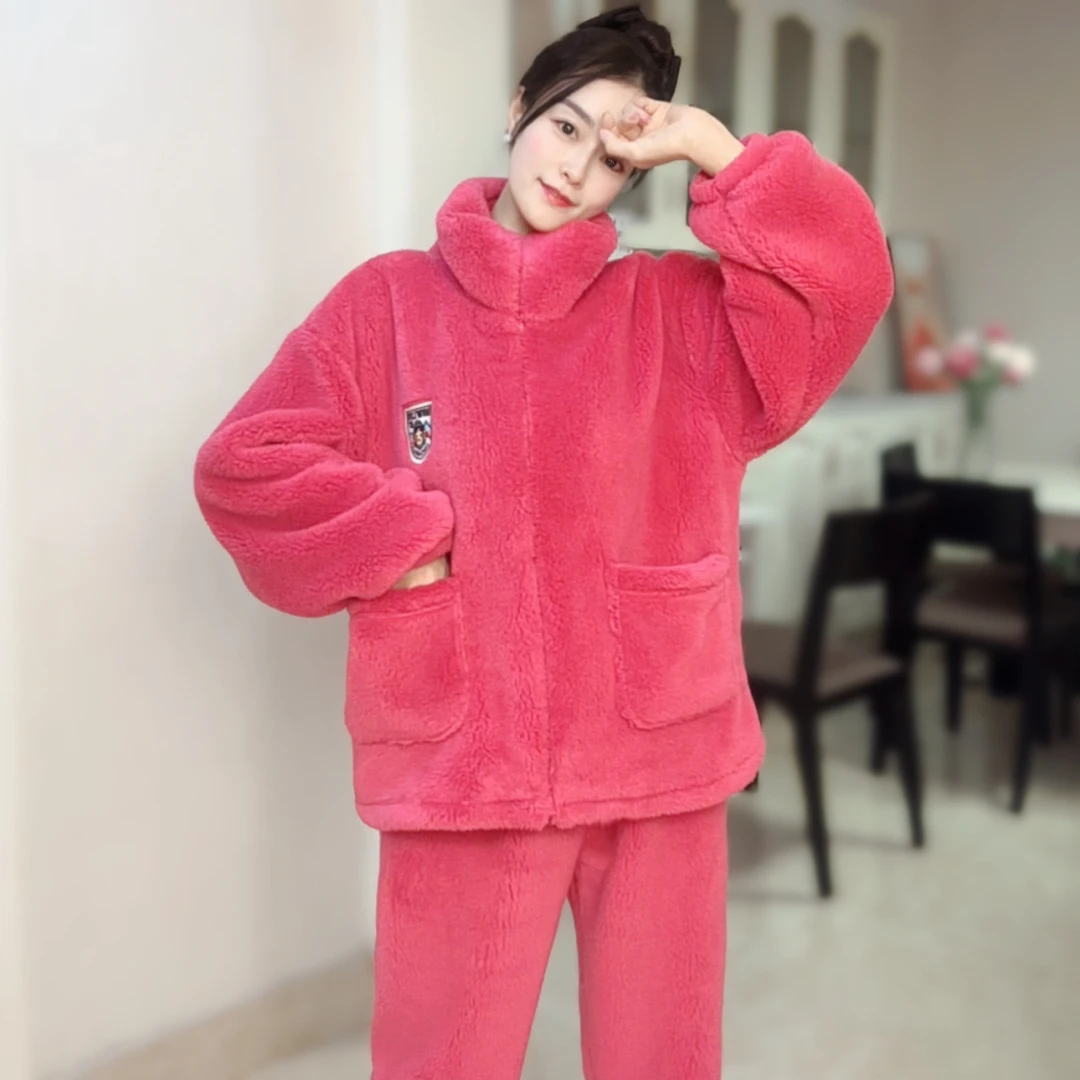 冬季新款（雪地绒）加厚家外两穿拉链时尚家居服