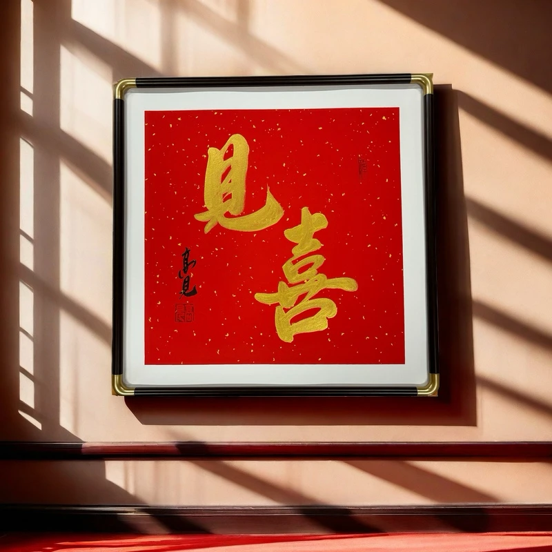 【见喜】高见书法作品带框斗方50*50
