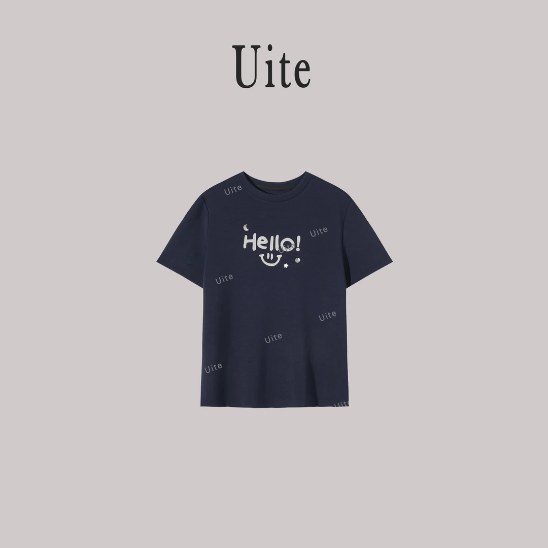Uite 港风印花字母宽松短袖T恤 M-UT 10933