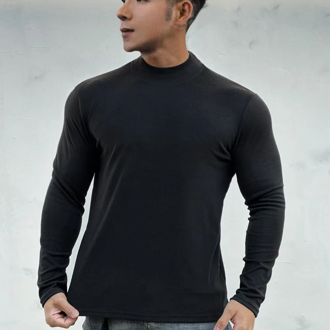 户外男士运动上衣德绒紧身新款肌肉健身秋冬打底跑步高领保暖长袖