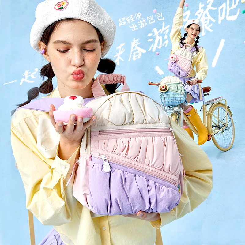 LOLA DESIGN【原创设计】甜心蛋糕双肩包 可爱小书包女大学生春游包