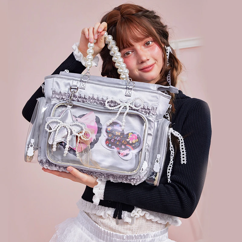 LOLA DESIGN【原创设计】星星单肩痛包 大容量娃包可爱少女双肩包