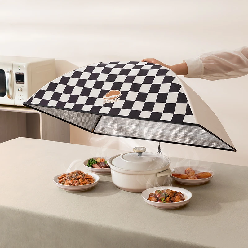短绒保温菜罩饭菜神器盖菜罩剩菜罩冬季2023新款可折叠家用餐桌罩