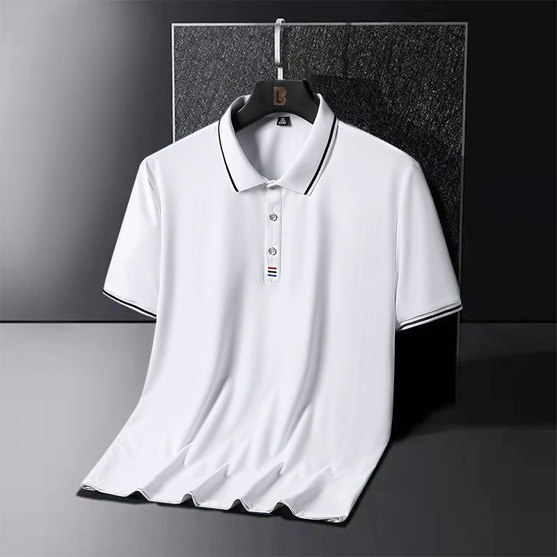 新款夏季男士短袖高端Polo衫刺绣翻领冰丝T恤大码男装半袖体恤潮
