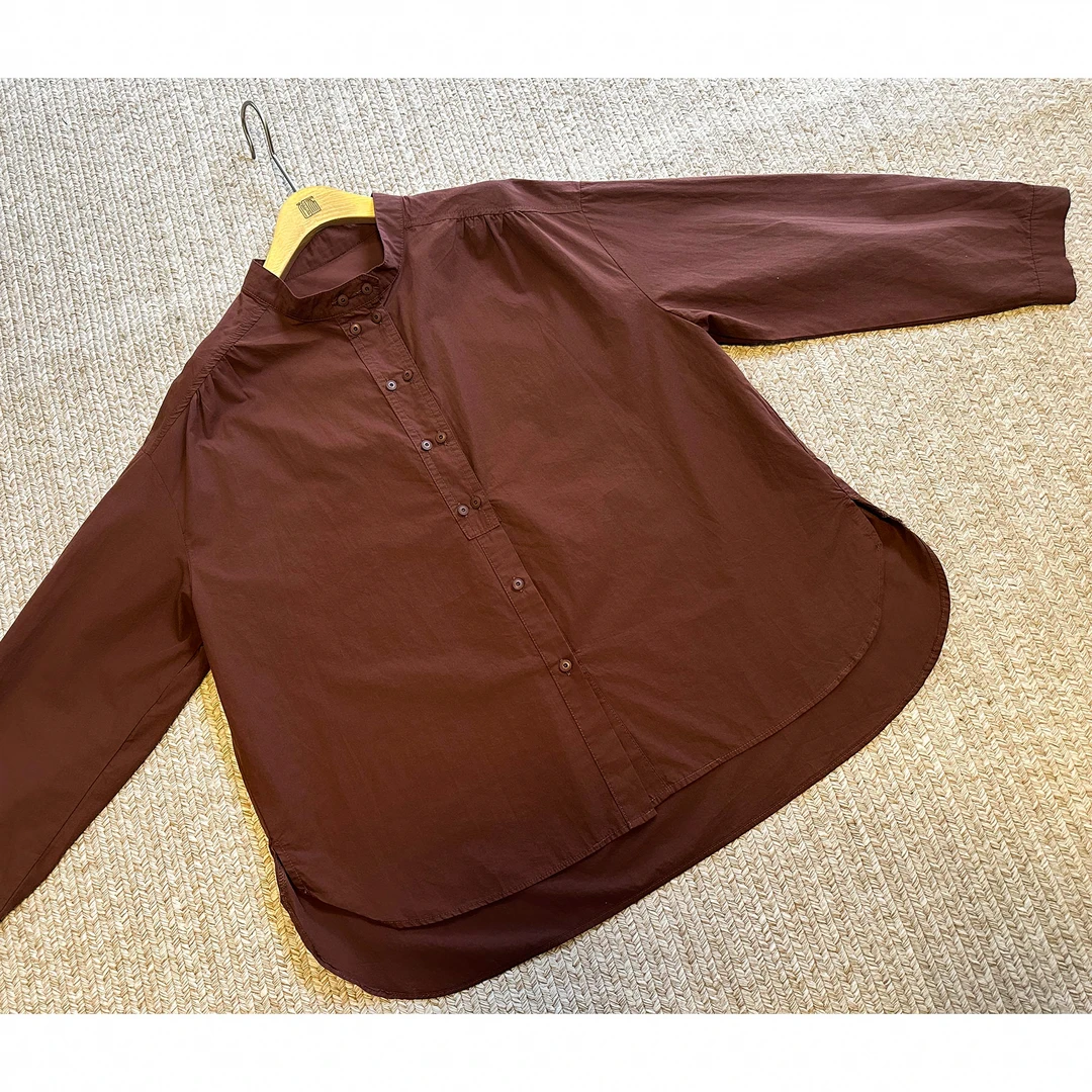 和家2025长袖文艺简约时尚百搭立领衬衫-6913