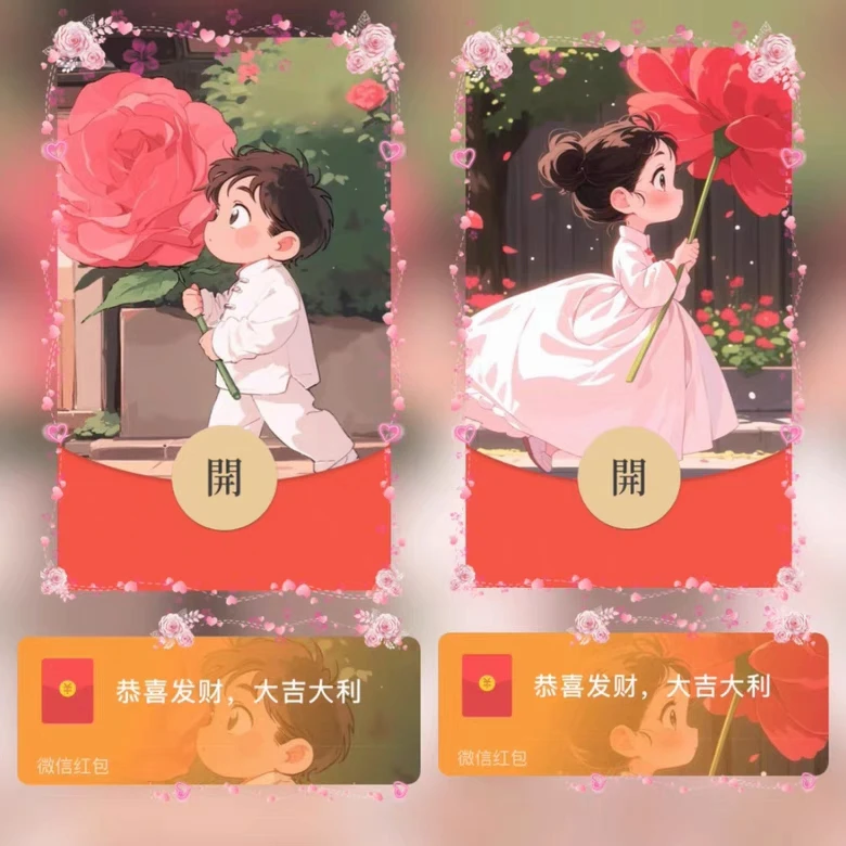 【送你小红花情侣】vx紅包封面动态音乐序列号高端动态七夕