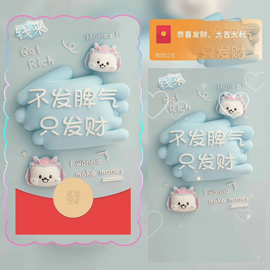 【不发脾气只发财/蓝】红包动态封面浪漫仪式感情侣情人节告白红包