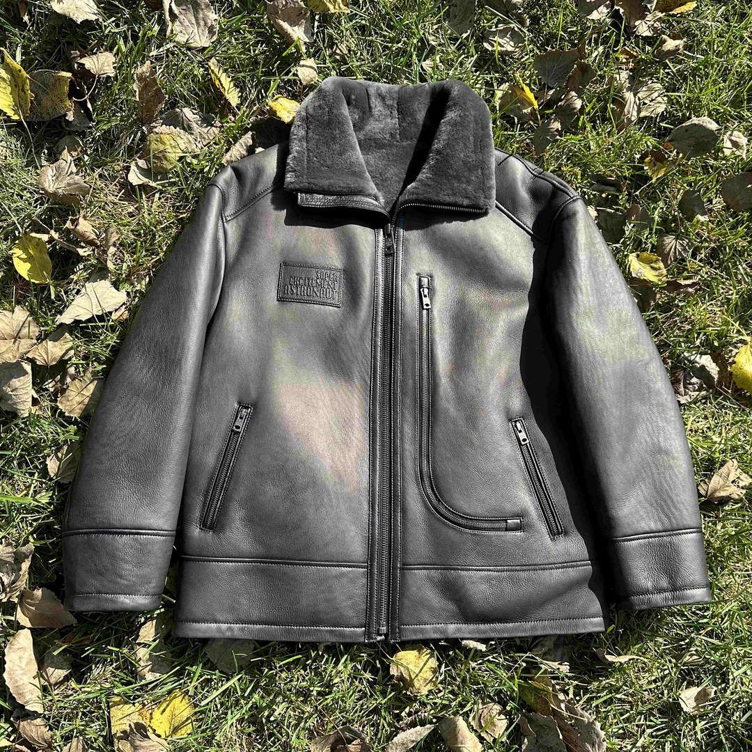 西班牙美利奴男士冬季保暖休闲真皮羊皮毛一体外套潮流加厚外套