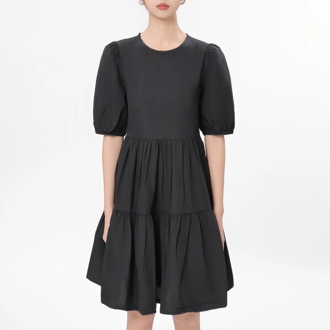 AMASS/阿玛施 新款女装气质显瘦复古浪漫短袖洋装连衣裙5500519