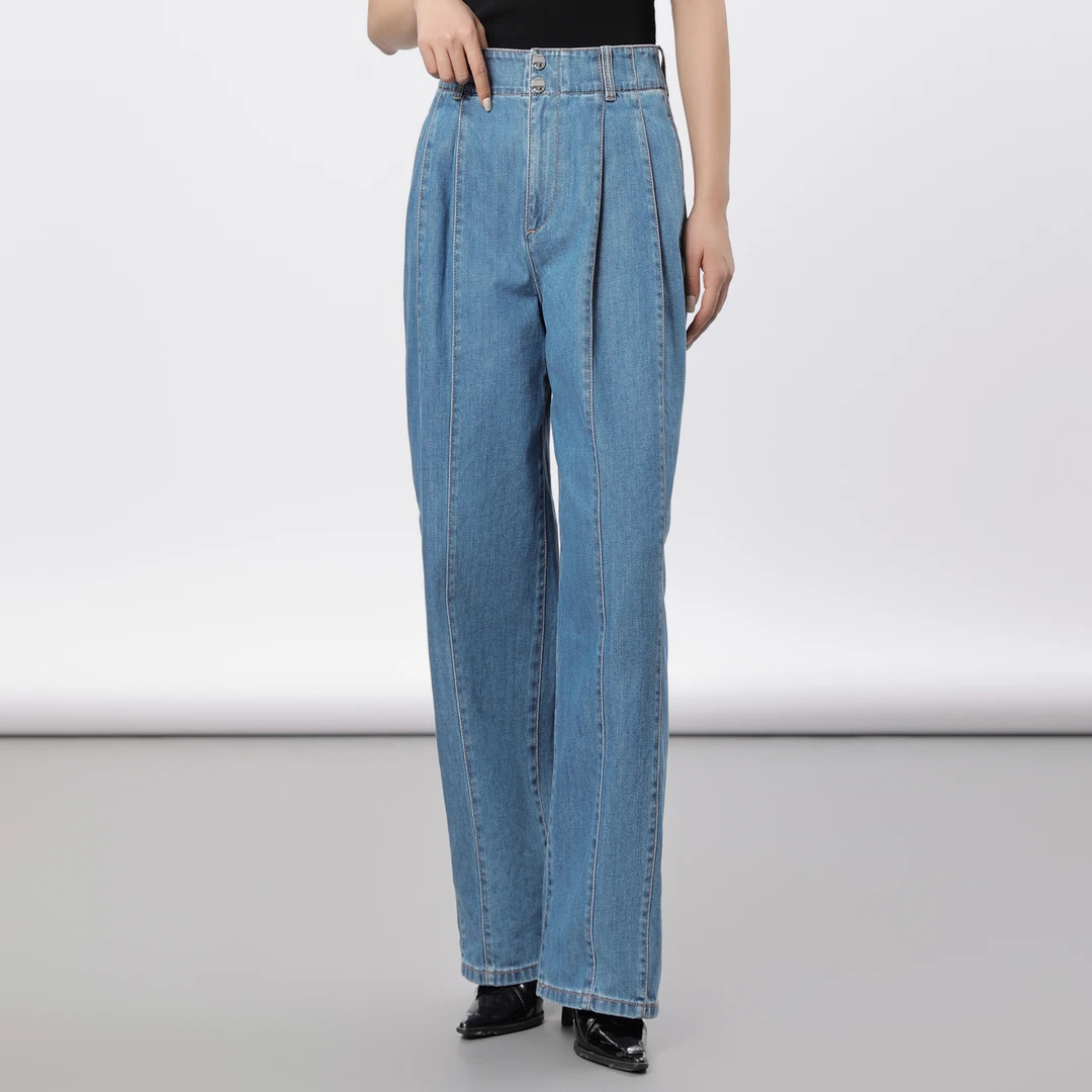 AMASS/阿玛施 休闲裤蓝色时尚春夏水洗宽松牛仔流量裤5100505