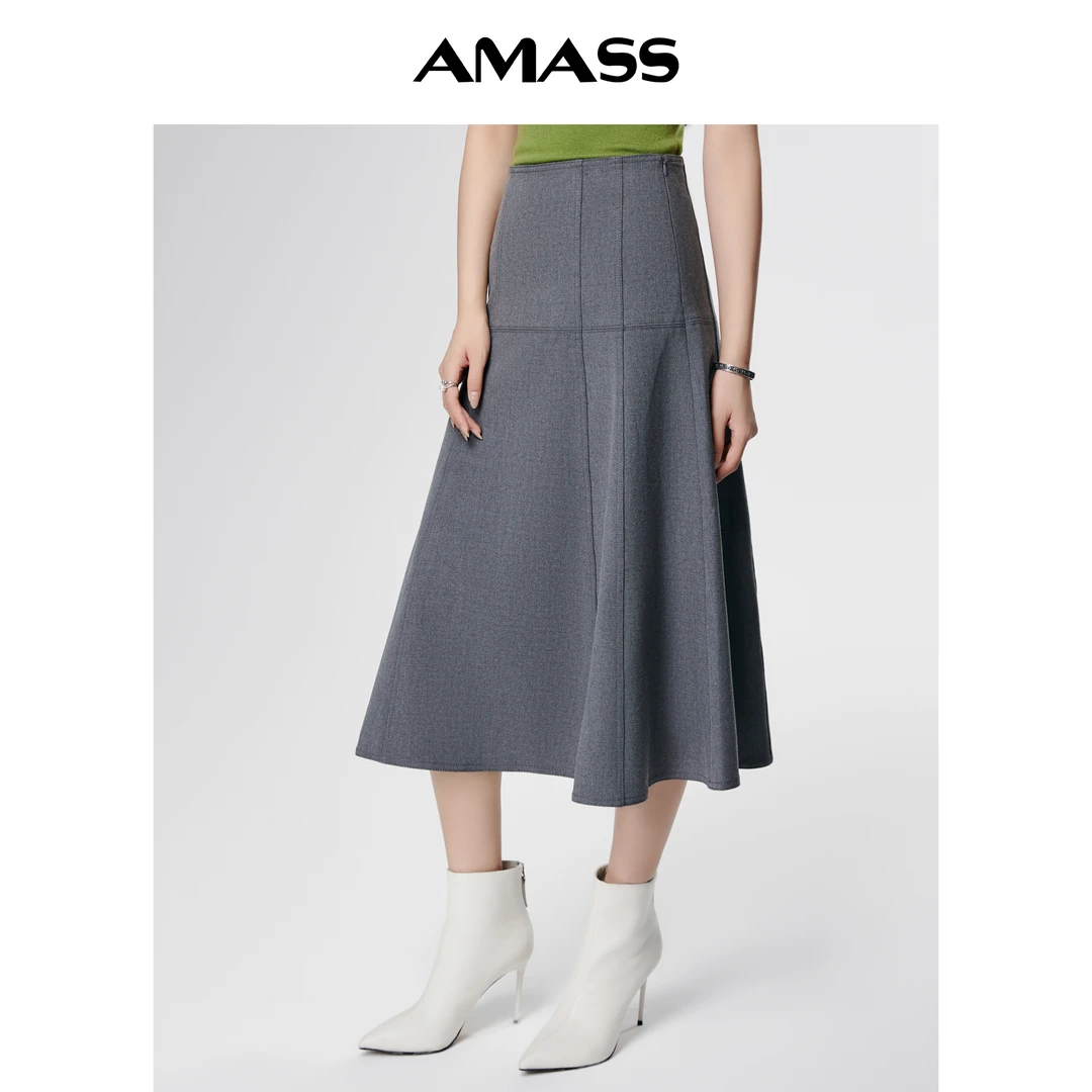 AMASS/阿玛施美拉德高腰新款时尚气质A字版女装显瘦半身裙5200406