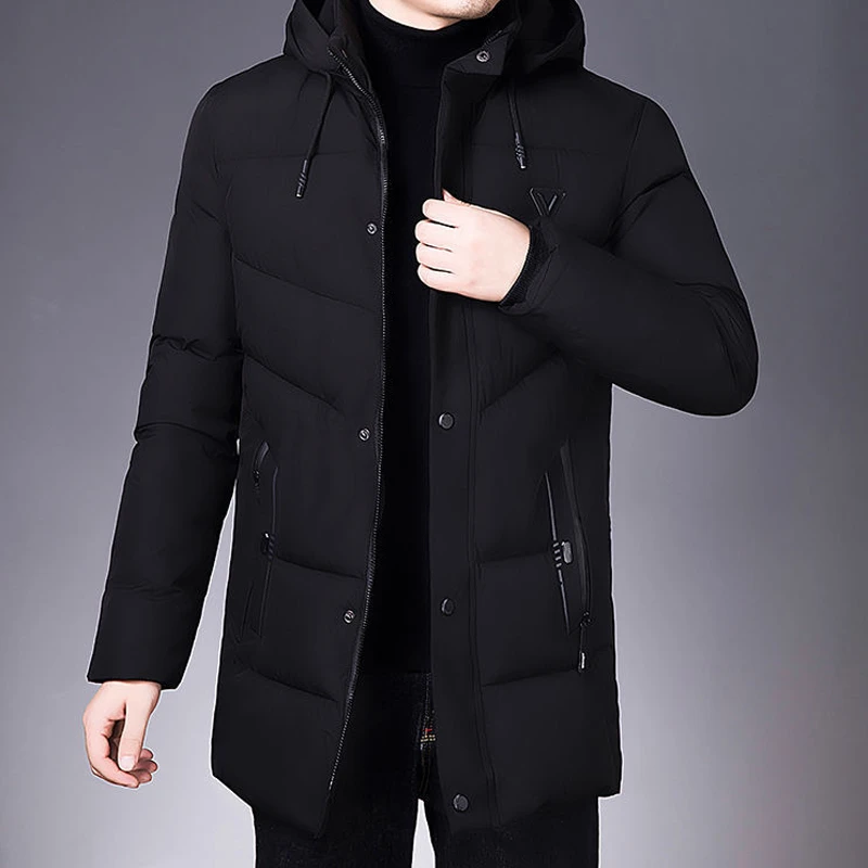 ICEIJOR’S/冰爵男士中长款棉衣外套加厚保暖男冬装棉服连帽可拆卸