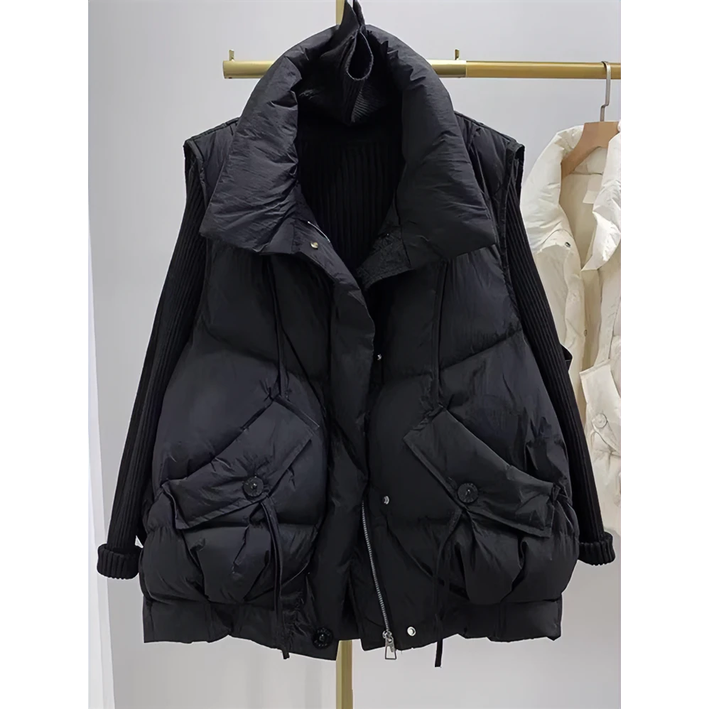 特大码300斤胖mm设计感纯色马甲女2025冬季新款坎肩宽松背心马夹