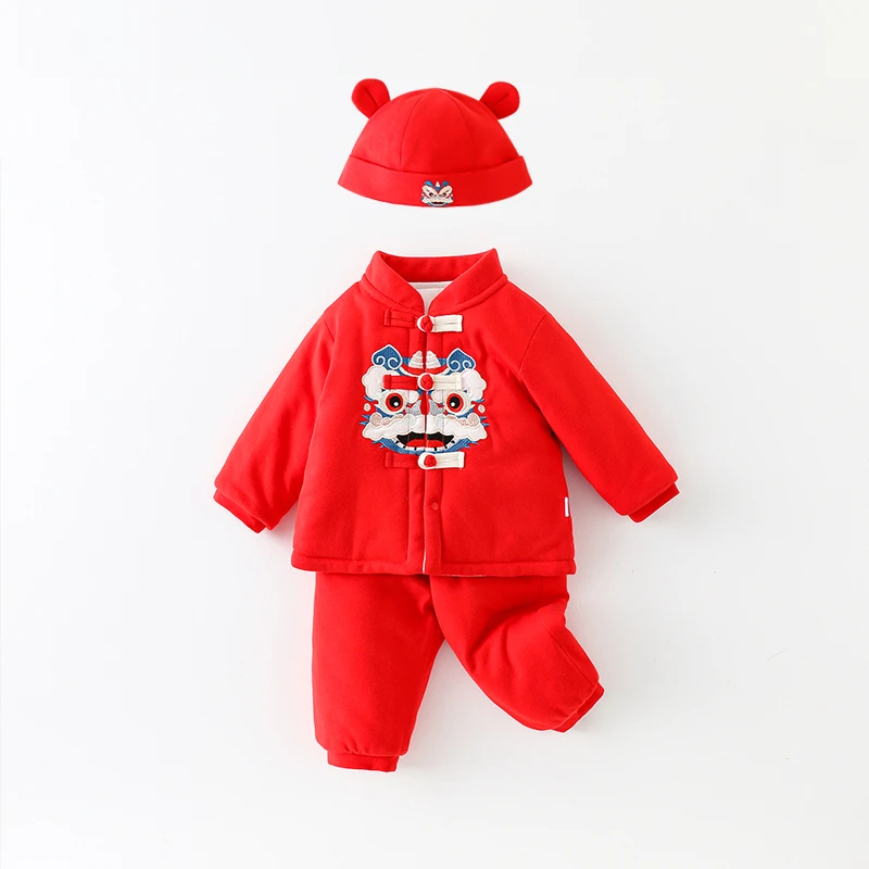 衣服宝宝中国风红色拜年新年装周岁婴儿过年宝宝秋冬婴儿拜年服