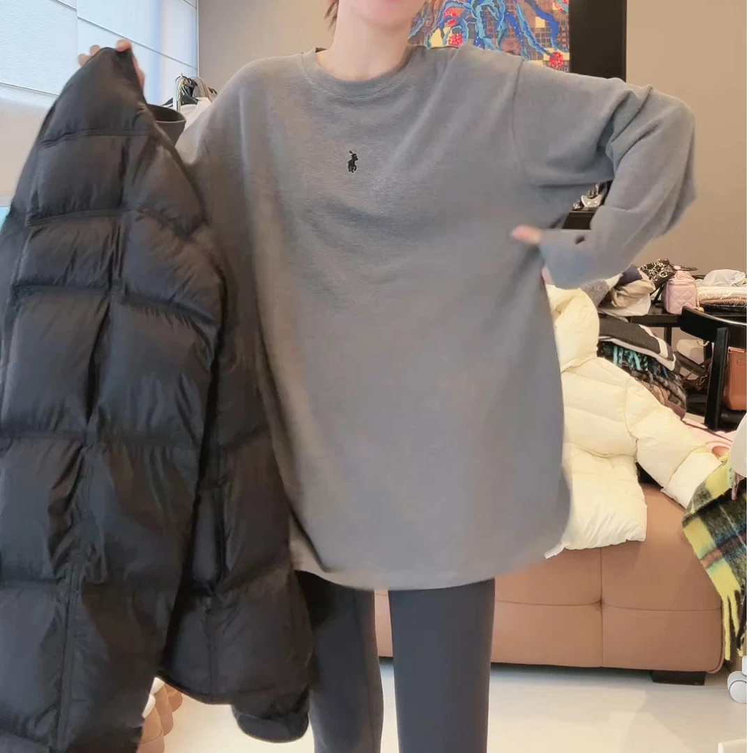 【专属】加绒舒适时尚保暖秋冬季打底秋冬新款长袖圆领T恤LK2500673