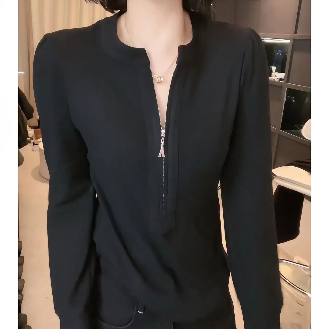 冬季新款长袖打底衫立领百搭显瘦内搭上衣磨毛T恤LK2500690