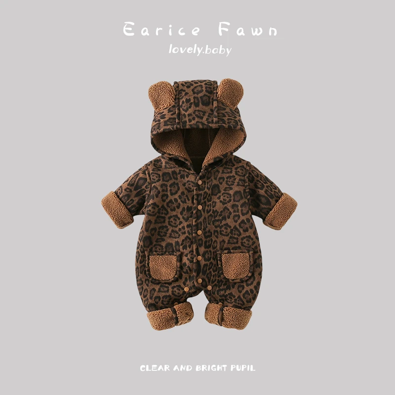 QQ婴儿衣服冬季宝宝超萌连体衣满月百天爬爬服外出加棉加厚棉衣服