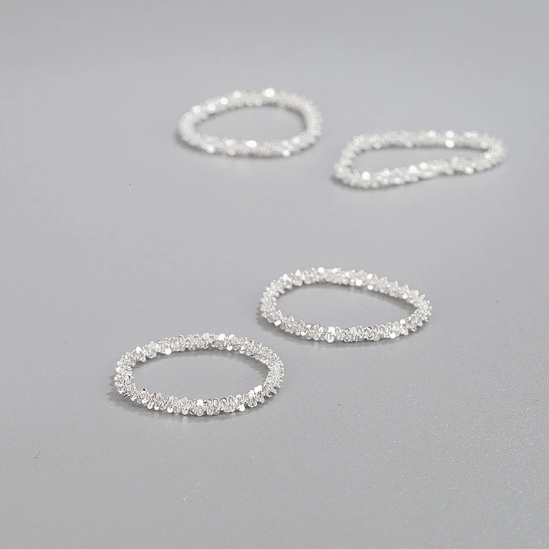 925银戒指 波光粼粼满天星素圈戒指时尚精致ins银河指环