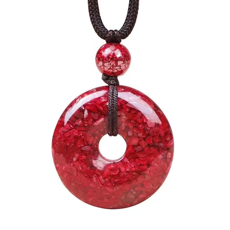 含辰砂工艺品朱砂（晶体砂）平安扣