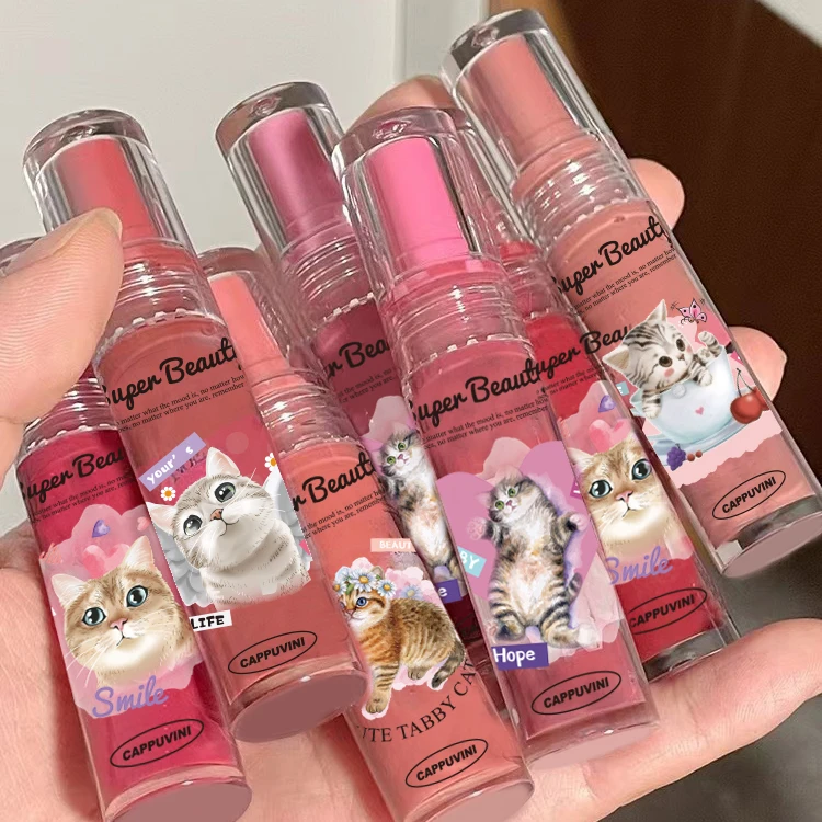 Cappuvini猫咪唇部精华唇釉水光镜面纯欲伪素颜显白裸色保湿口红