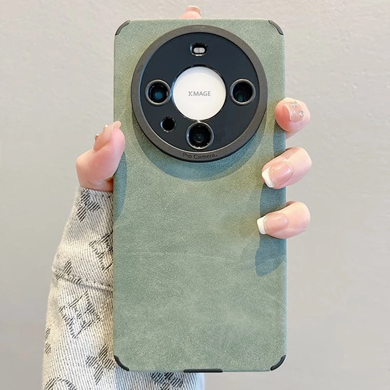 适用华为mate60pro手机壳mate50高级感翻毛皮绒布小羊皮40pro磨砂